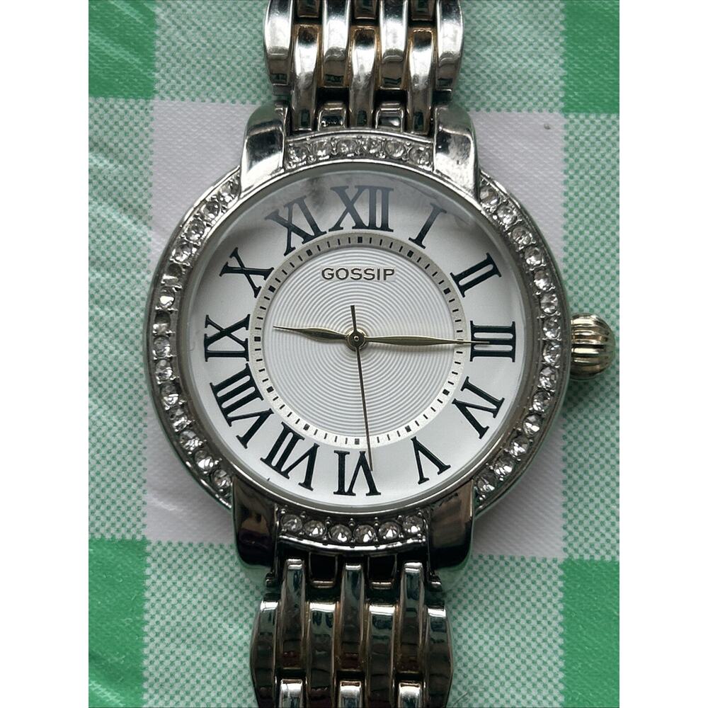 Gossip Silver Tone Rhinestone Bezel Women’s Quartz Watch
